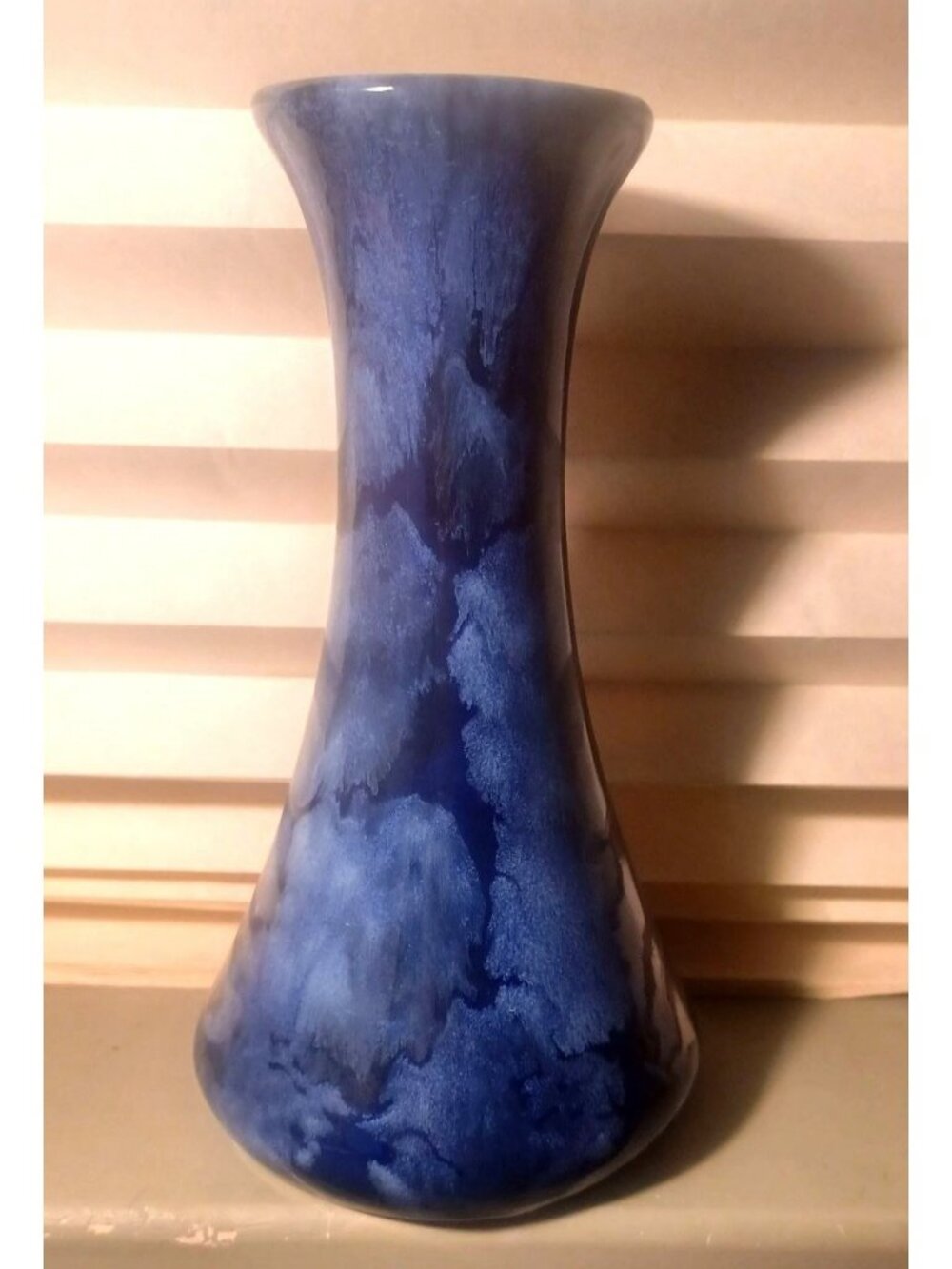 Vintage Brush McCoy Pottery Blue Onyx Drip Luster Bud Vase Cobalt Glaze 8.5"